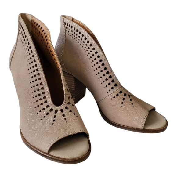 Lucky Brand Chinchilla Leather Peep-Toe Bootie - Picture 1 of 8